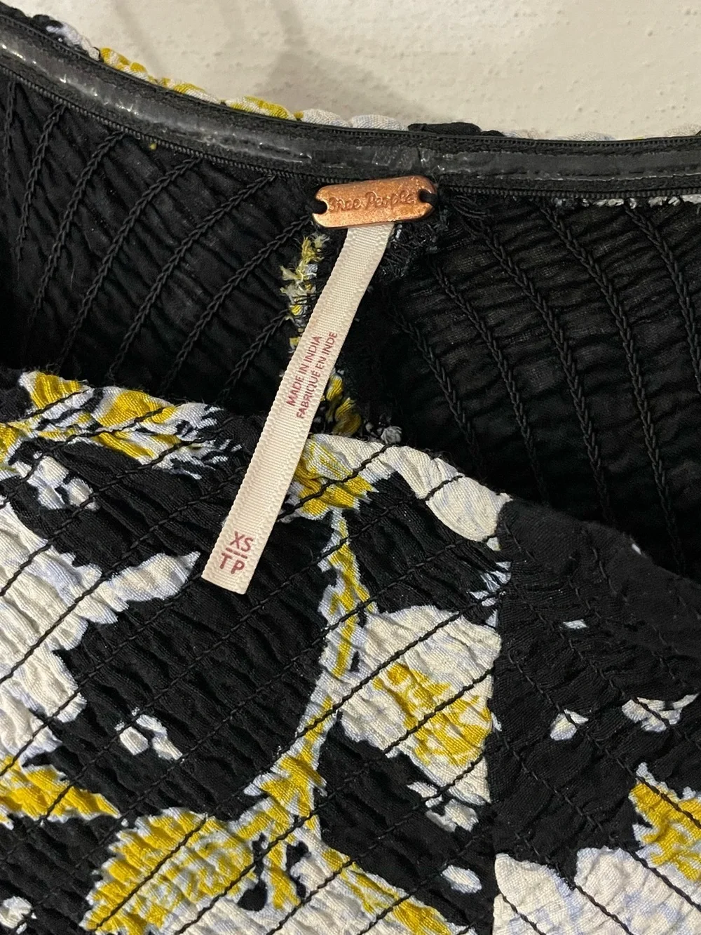 Free People Black Floral Maxi Jumpsuit with Yellow and White Print